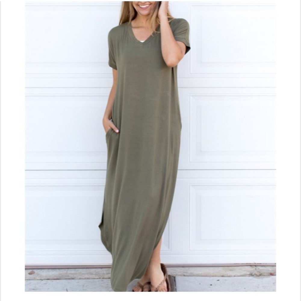 Hunter Green Maxi T-shirt Dress